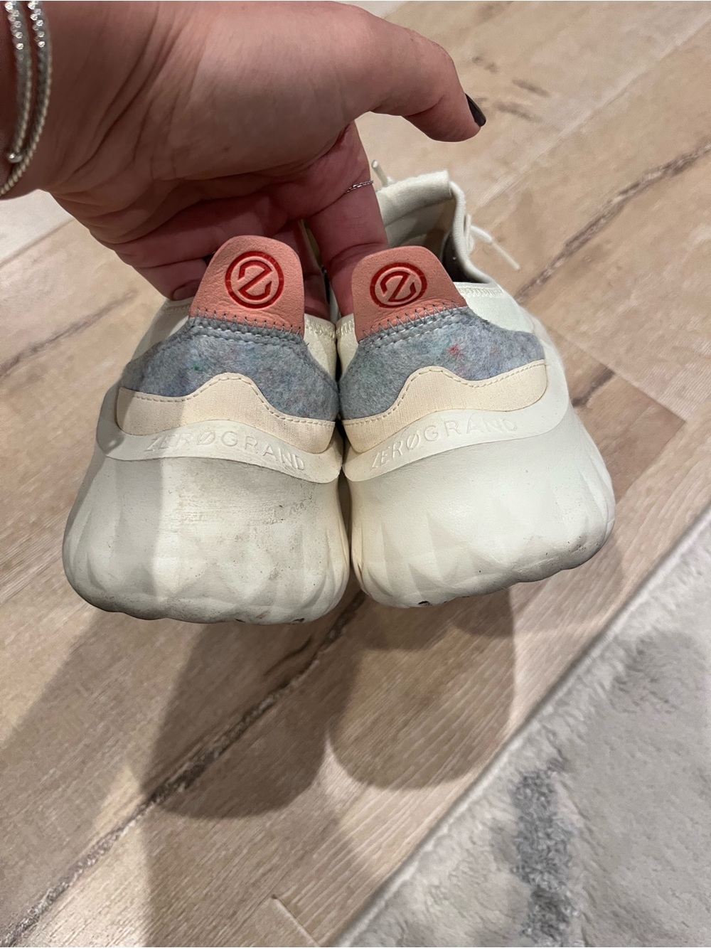 Cole Haan White Leather Sneakers with Pink Heel Tab - Picture 3 of 5